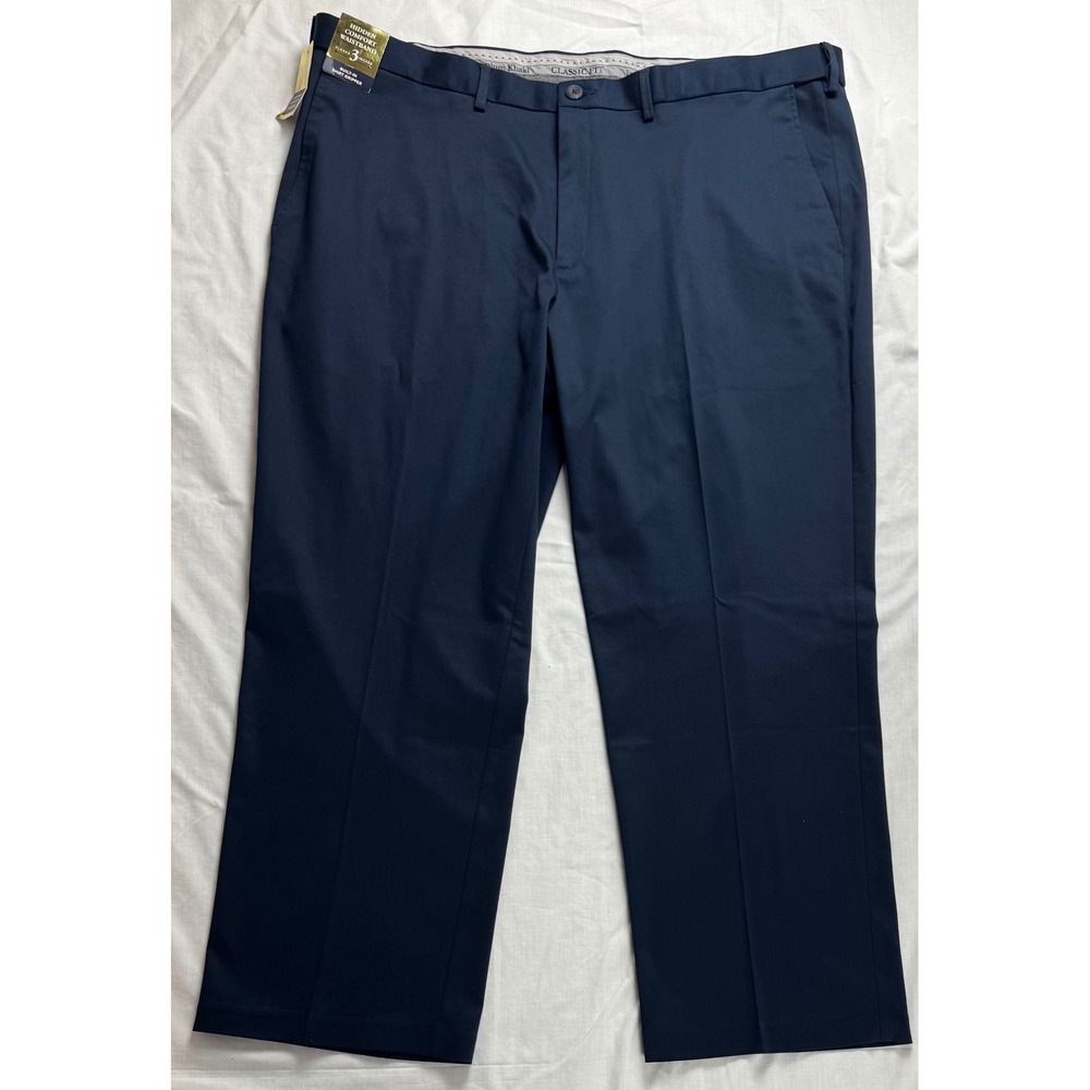 Haggar Iron Free Premium Khaki Classic Fit Navy Stretch Twill Pants 44x29 - Picture 9 of 16
